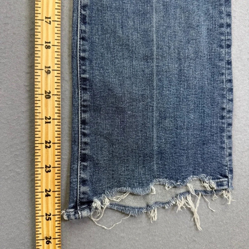 MOTHER The Insider Crop‎ Step Chew Jeans Dancing On Coals Blue Distressed 26